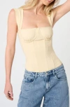Weworewhat Ruched Cup Linen-blend Corset Top
