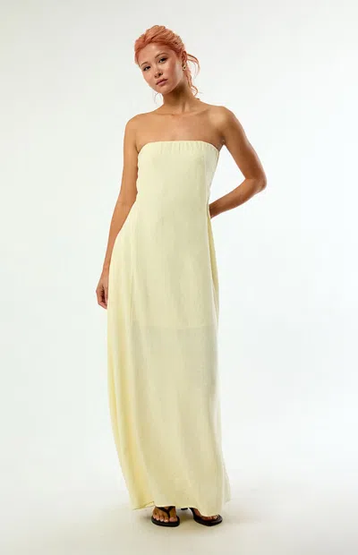 Weworewhat Women's A-line Strapless Maxi Dress In Yellow