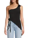 Weworewhat Women's Asymmetric Rose Top In Black
