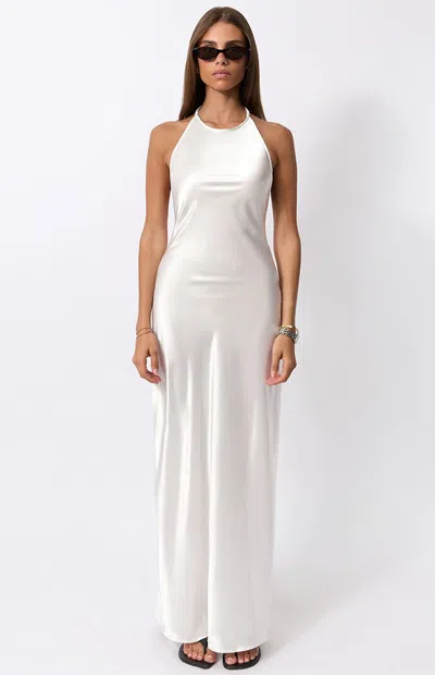 Weworewhat Women's Backless Halter Dress In White