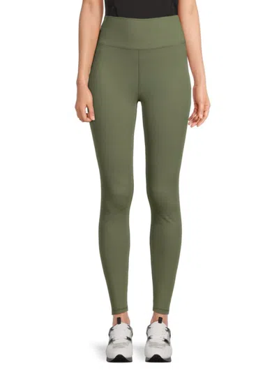 Weworewhat Women's Banded Waist High Rise Leggings In Army Green