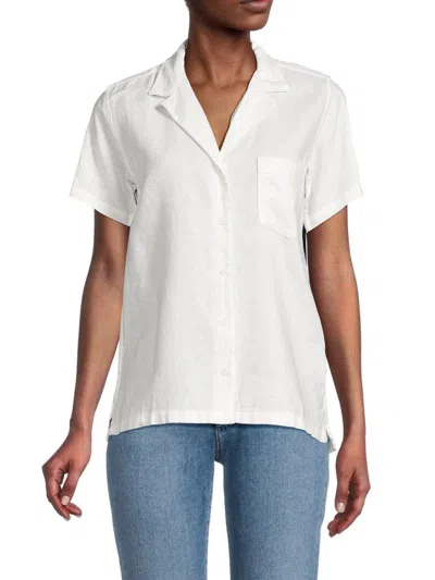 Weworewhat Women's Boxy Linen Shirt In White