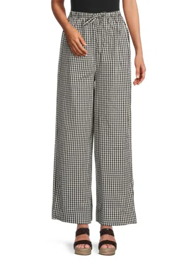 Weworewhat Women's Checked Stretch-cotton Pants In Gray