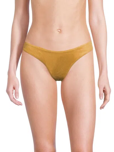 Weworewhat Women's Classic Scoop Suede Bikini Bottom