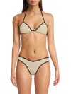 Weworewhat Women's Contrast-trim Triangle Bikini Top In Neutral