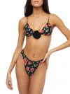 Weworewhat Cooper Printed Bikini Top W/ Rose In Black Multi