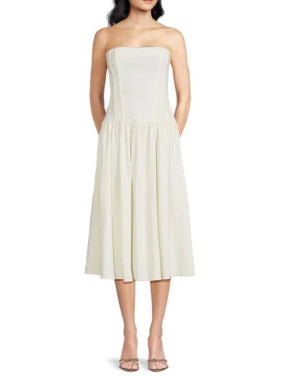 Weworewhat Women's Corset Bodice Midi Off The Shoulder Dress In Ivory