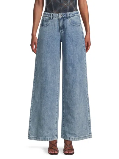 WEWOREWHAT WEWOREWHAT WOMEN'S COTTON LOW-RISE FLARED RELAXED FIT JEANS