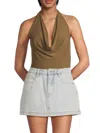 Weworewhat Women's Cowl-neck Halter Bodysuit