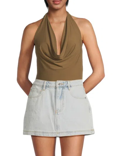 Weworewhat Women's Cowl-neck Halter Bodysuit