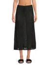 Weworewhat Women's Crochet Cotton-blend Midi-skirt In Black