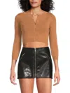 Weworewhat Women's Cropped Button Cardigan In Brown