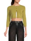 Weworewhat Women's Cropped Button Cardigan In Green