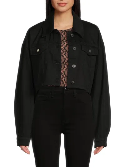 Weworewhat Women's Cropped Denim Jacket In Black
