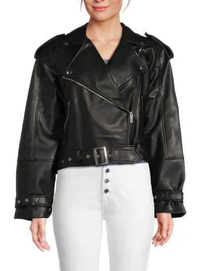 Weworewhat Women's Cropped Moto Jacket In Black