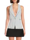 Weworewhat Women's Cutout Cotton Denim Vest In Super Light Denim