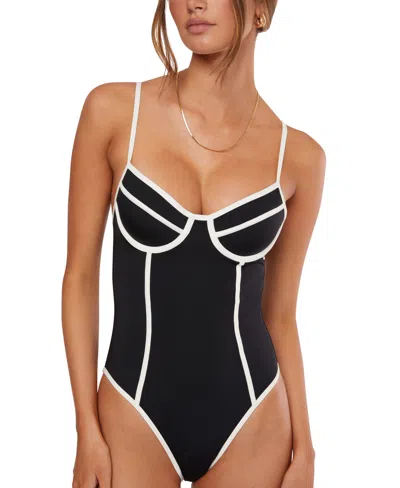 Weworewhat Women's Danielle One Piece Swimsuit In Black,off White