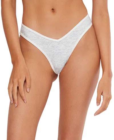 Weworewhat Women's Delilah V-waist Bikini Bottoms In Heather Gray,off White