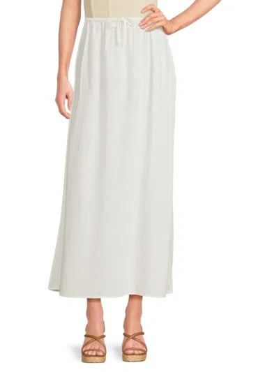 Weworewhat Women's Drawstring Linen-blend Maxi Skirt In White