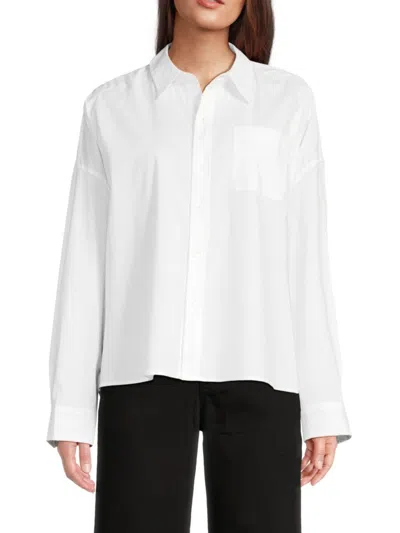 Weworewhat Women's Drop Shoulder Stretch Cotton Shirt In White