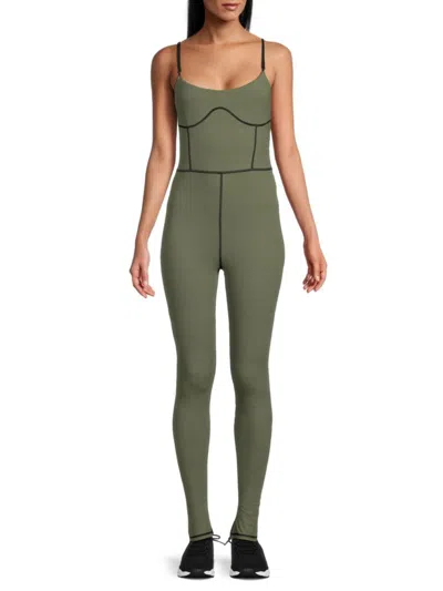 Weworewhat Women's Exposed Seam Jumpsuit In Army Green
