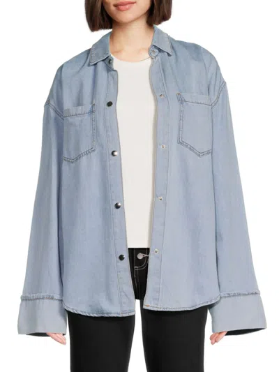 Weworewhat Women's Faded Denim Shirt In Light Mid Blue