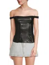 Weworewhat Women's Faux Leather Corset Top In Black