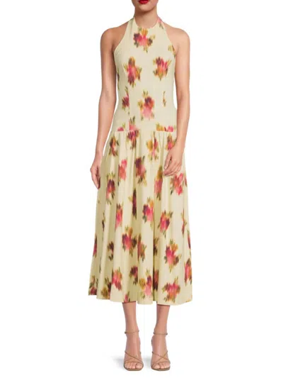 Weworewhat Women's Floral Halter Corset Midi-dress In Multi