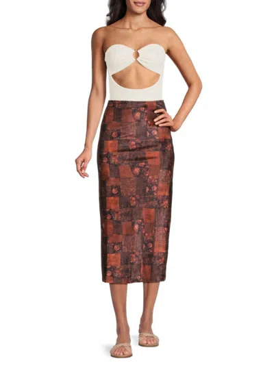 Weworewhat Printed Stretch Jersey Maxi Skirt In Brown Multi