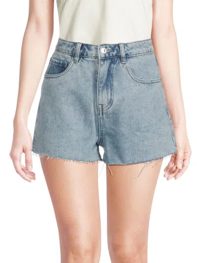 Weworewhat Women's Frayed Denim Shorts In Blue