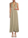 Weworewhat Halter Deep-v Maxi Dress In Plaza Taupe