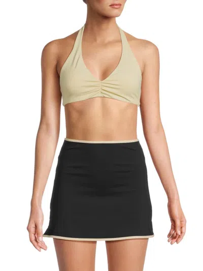 Weworewhat Women's Halter Neck Sports Bra In Wheat