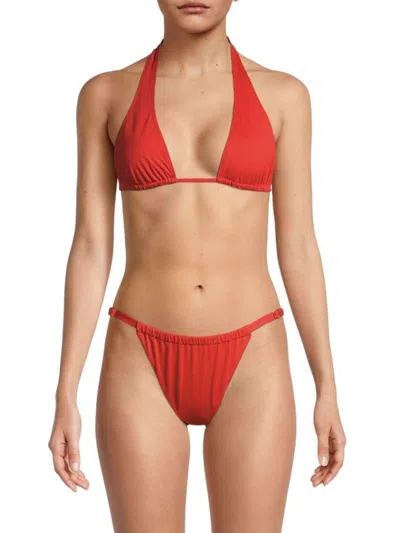 Weworewhat Women's Halterneck Bikini Top In Fiery Red