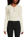 Weworewhat Women's Henley Long-sleeveribbed Bodysuit