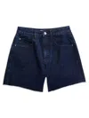 Weworewhat High Rise Flare Short In Raw Wash
