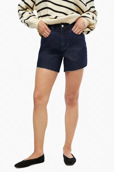 Weworewhat Women's High Rise Flare Short In Raw Wash In Blue