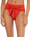 Weworewhat Riviera Front-tie Bikini Bottoms In Fiery Red