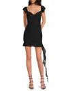 Weworewhat Women's Lace Ruffle Trim Sheath Minidress In Black