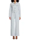 Weworewhat Women's Light Wash Wide-leg Denim Jumpsuit