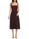 Weworewhat Smocked Drop Waist Midi Dress In Brown