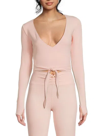 Weworewhat Women's Long-sleeve Wrap Top In Pink