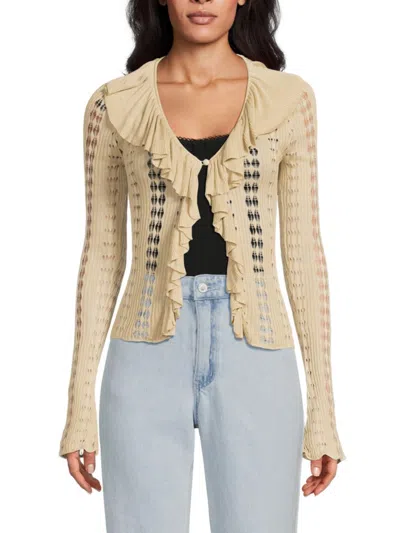 Weworewhat Women's Open-stitch Ruffle Cardigan