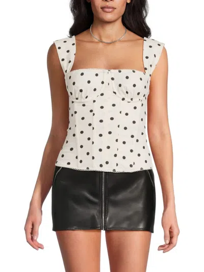 Weworewhat Women's Polka-dot Top In White