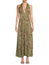 Weworewhat Halter Deep-v Maxi Dress In Green Multi