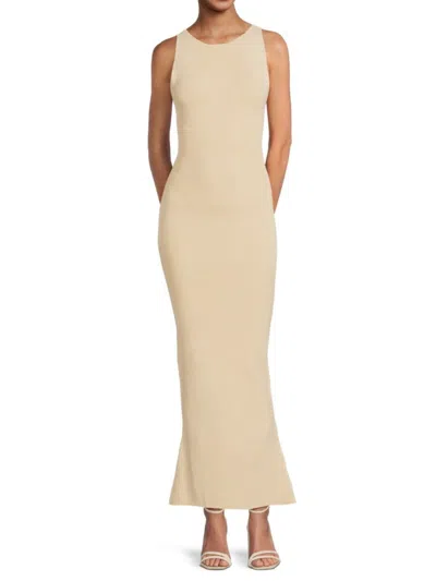 Weworewhat Women's Ribbed Maxi Dress In Wood Ash