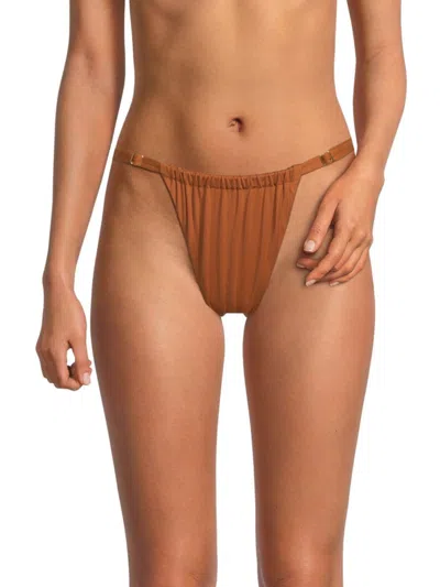 Weworewhat Women's Ruched Bikini Bottom In Brown
