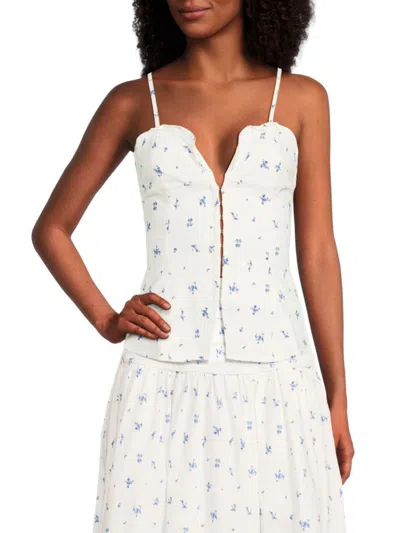 Weworewhat Women's Ruffle Corset Top In White