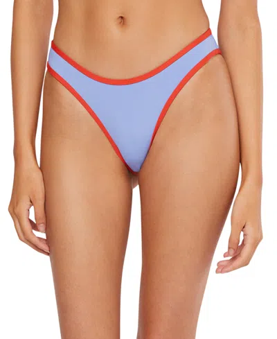 Weworewhat Women's Scoop-waist Bikini Bottoms In Blue,fiery Red
