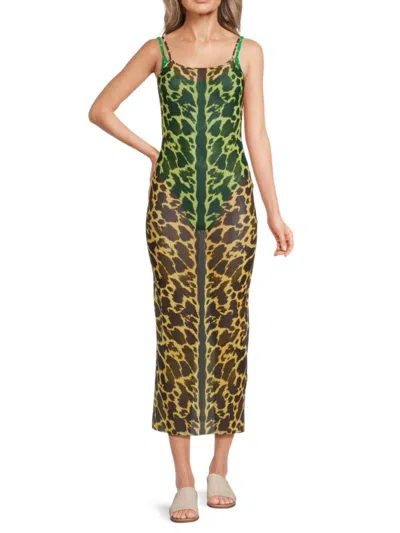 Weworewhat Women's Semi Sheer Maxi Slip Dress In Tan Brown