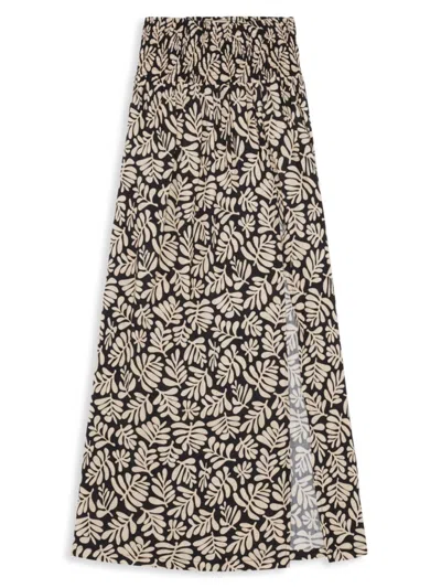 Weworewhat Women's Smocked Printed Skirt In Black